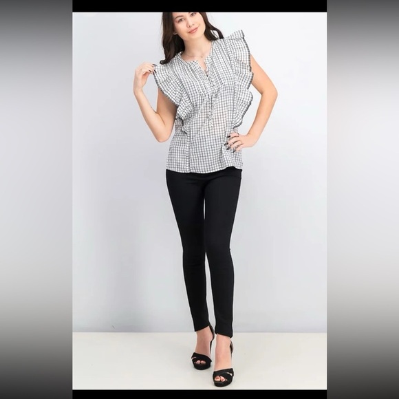 Anthropologie Scotch & Soda Lace Up Neck Ruffle Sleeve Top, White/Navy
Medium - Picture 6 of 12